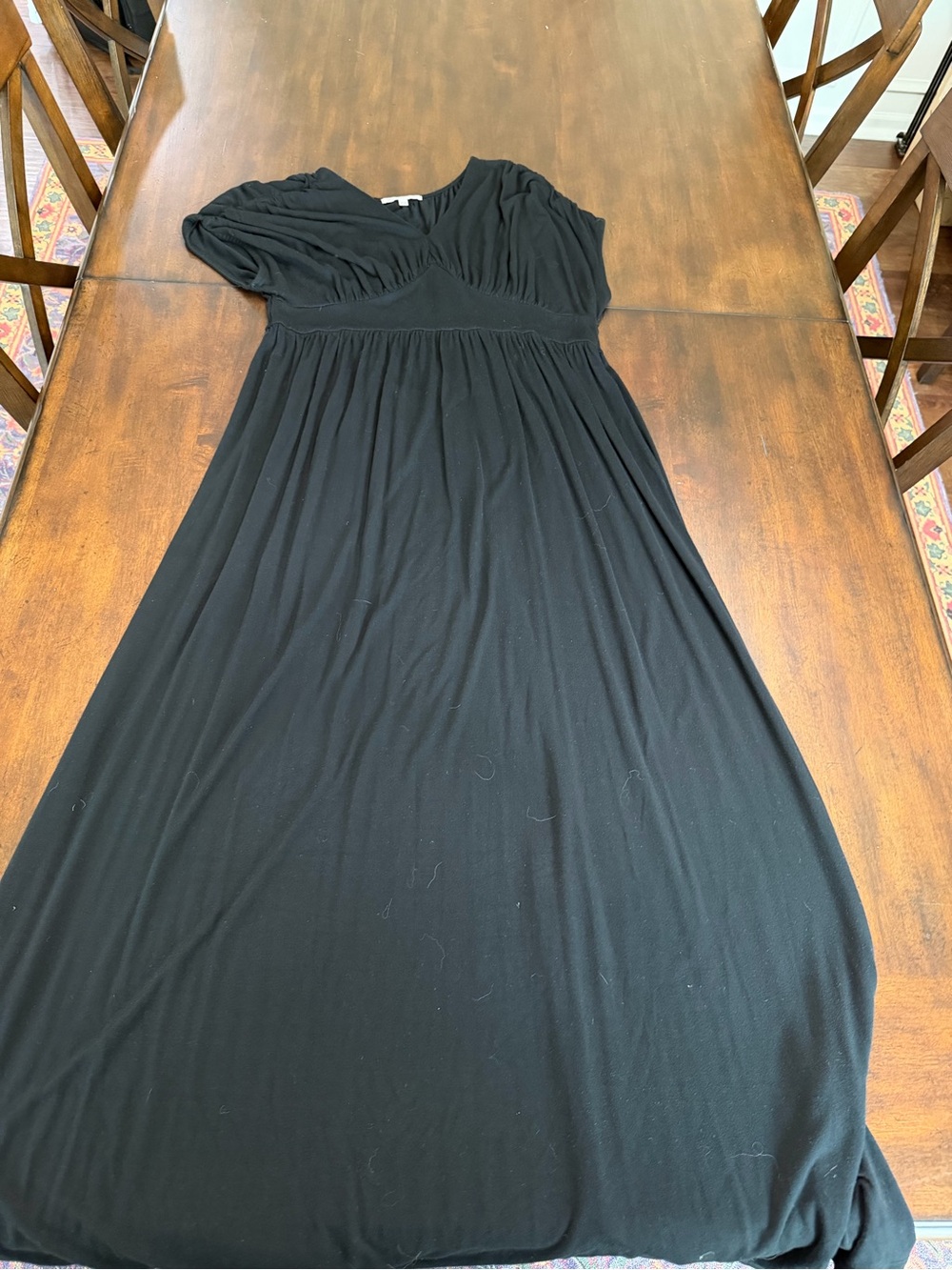 GAP Black V-Neck Empire-Waist Maxi Dress